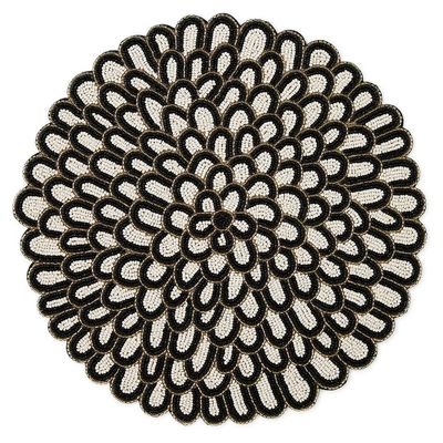 Posie Black &amp; White Beaded Placemat