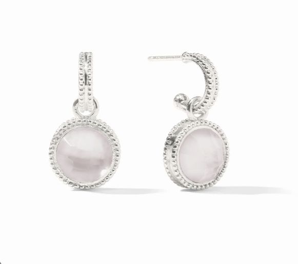 Silver Fleur-de-Lis Hoop &amp; Charm Earrings