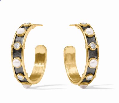 Tribeca Hoop - Mixed Metal Pearl