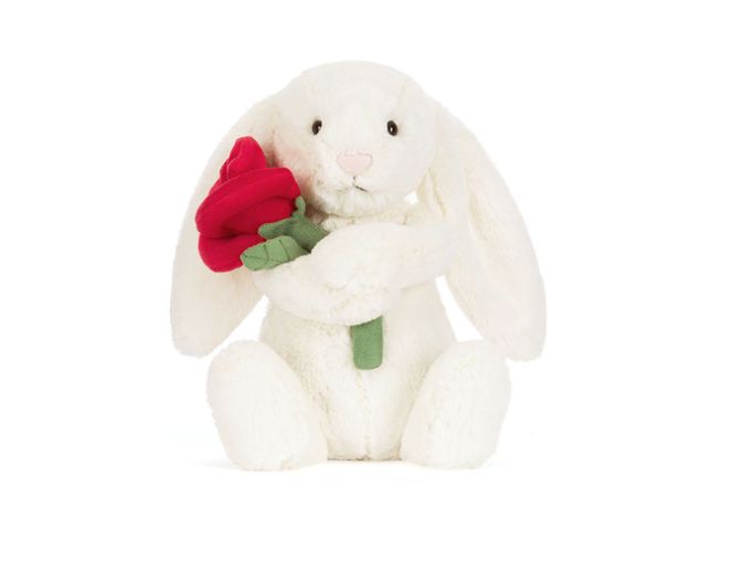 Cream Bunny with Rose