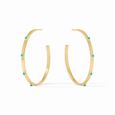 Crescent Stone Hoop - Turquoise