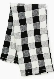Black Check Linen Dish Towel
