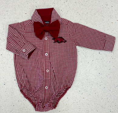 Gingham Body Suit w Bowtie