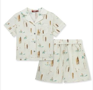 Button-Up Two Piece Set Vintage Surf