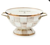 Mocha Check Small Colander