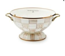 Mocha Check Large Colander