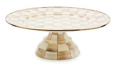 Mocha Check Large Pedestal Platter