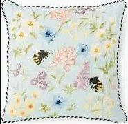 Floral and Bee Throw Pillow