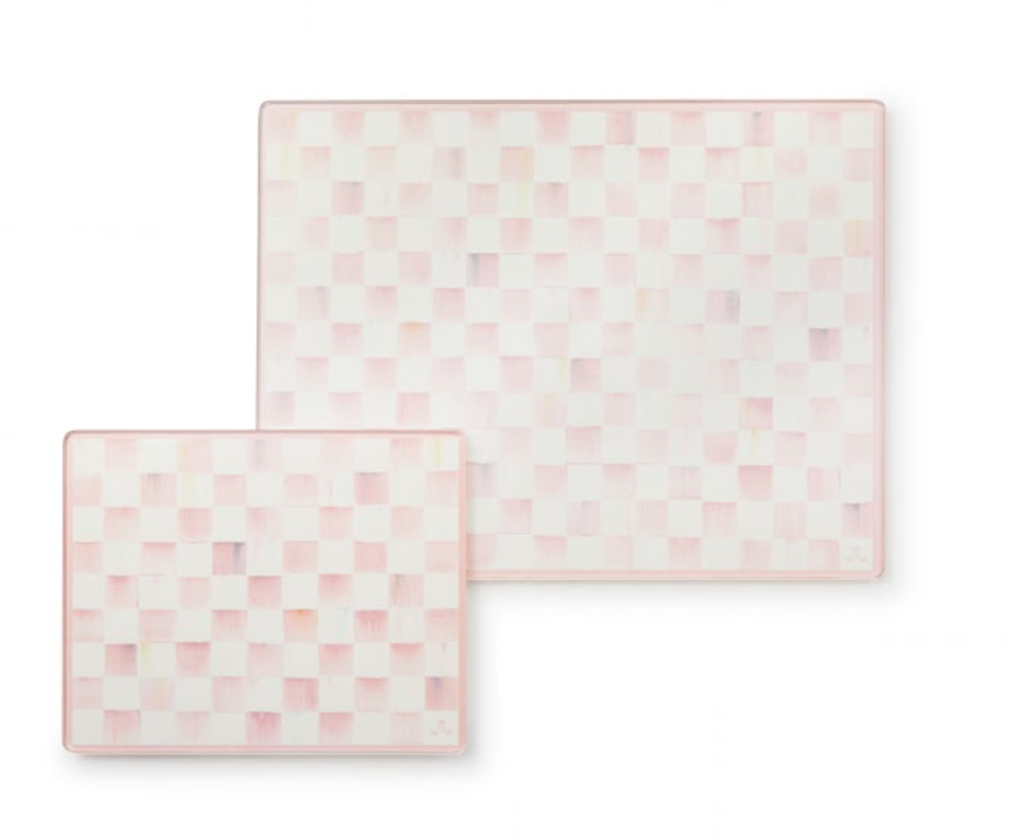 Rosy Check Glass Cutting Board - Set of 2