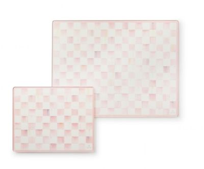Rosy Check Glass Cutting Board - Set of 2