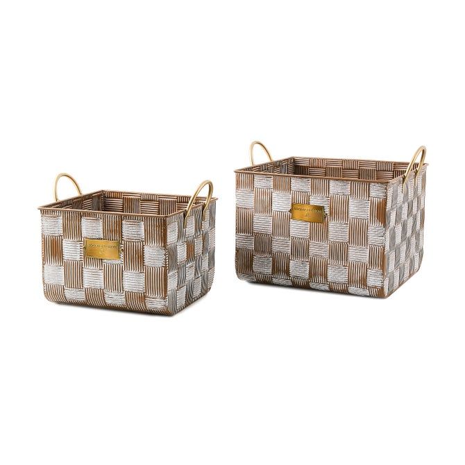 Mocha Textured Check Basket