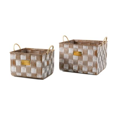 Mocha Textured Check Basket