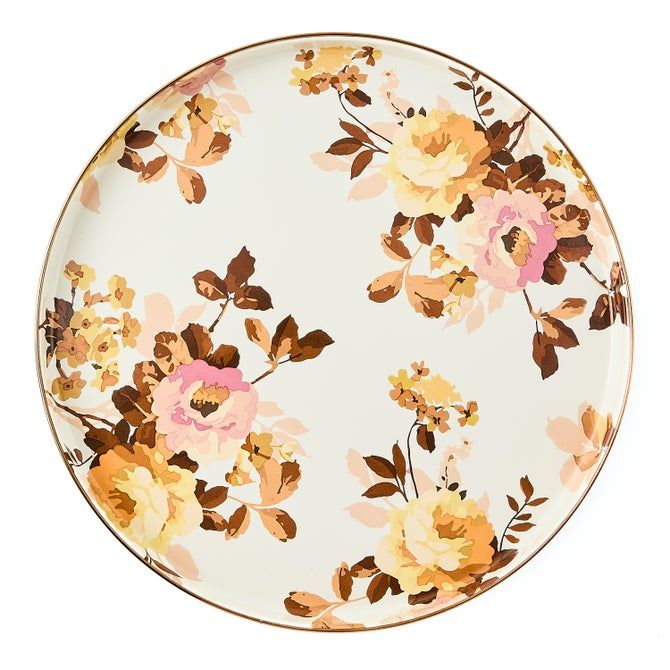 Wild Rose White Round Tray