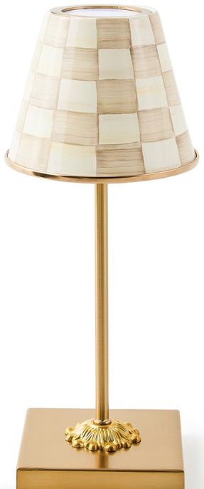 Mocha Check LED Rechargeable Cafe Table Lamp
