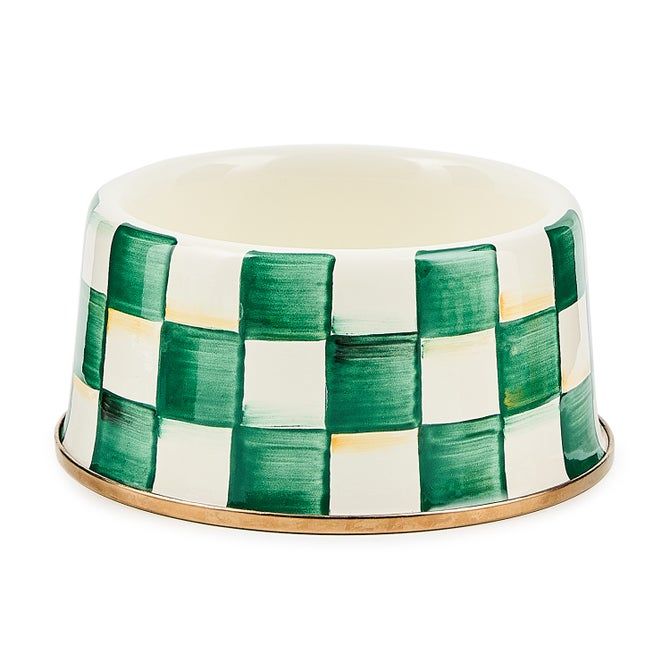 Emerald Check Medium Pet Dish