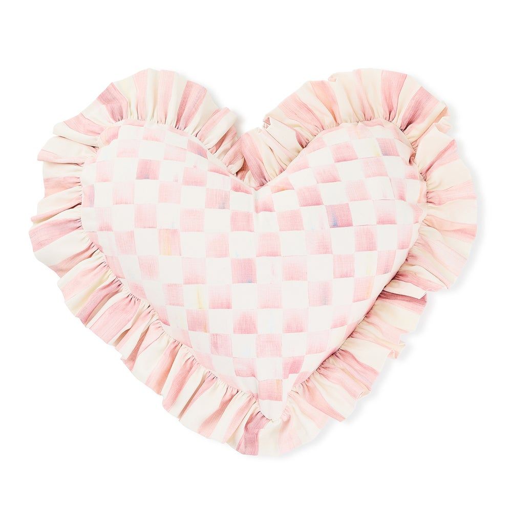 Rosy Heart Throw Pillow with Ruffle