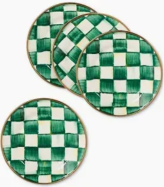 Emerald Check Appetizer Plates - Set of 4