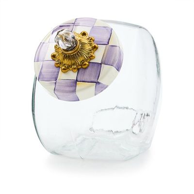 Cookie Jar w/ Violet Check Lid