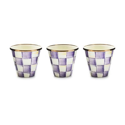 Violet Check Herb Pots - Set of 3