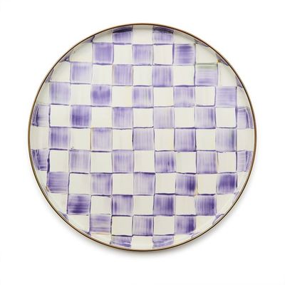 Violet Check Round Tray