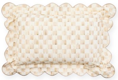 Mocha Check Reversible Scalloped Lumbar Throw Pillow