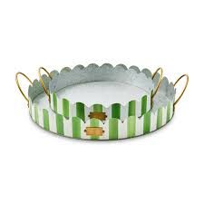 Grass Green Stripe Serving Tray