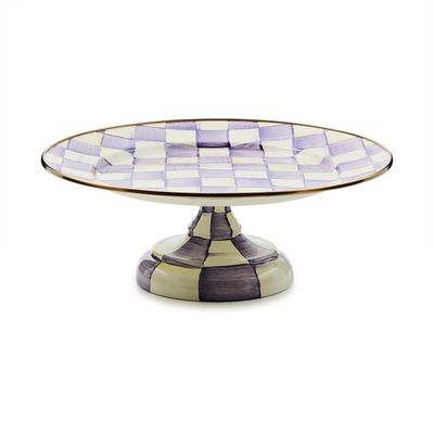 Violet Check Mini Pedestal Platter