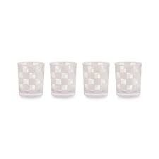 White Check Acrylic Tumbler - Set of 4