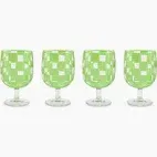 Green Check Acrylic Tumbler - Set of 4