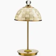 Mocha Check LED Rechargeable Dome table lamp