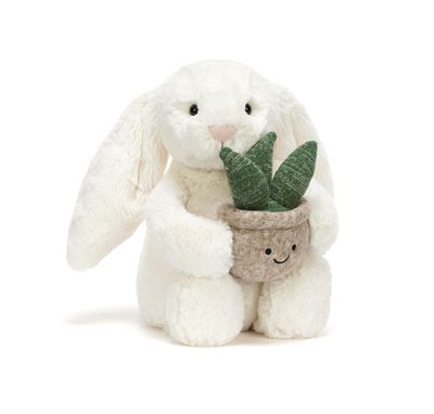 Cream Bunny with Plant