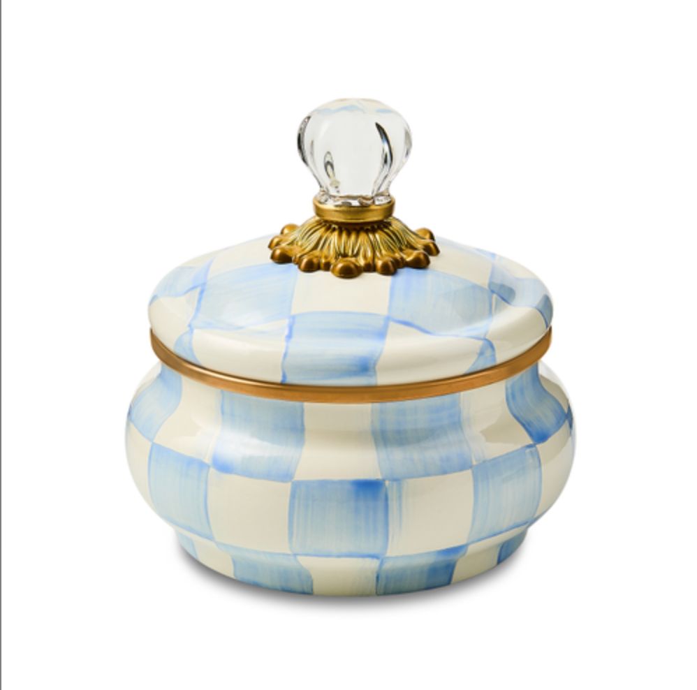 Sky Check Squashed Pot