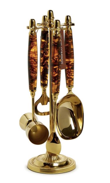 Tortoise Print Bar Set with Stand