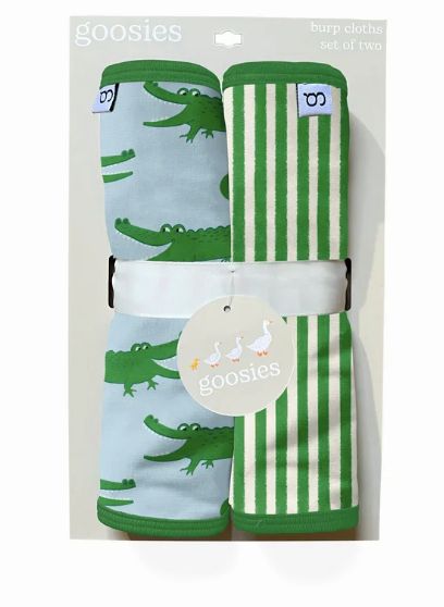 blue alligators burp cloth set