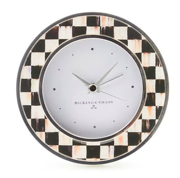 Mackenzie Childs - silver plated round desk clock