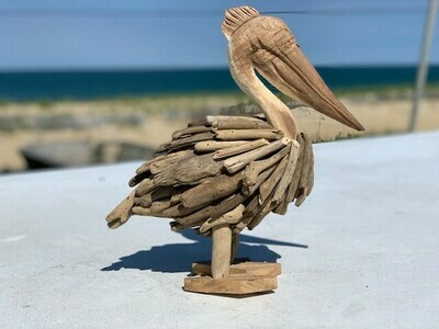 Driftwood Pelican Statue