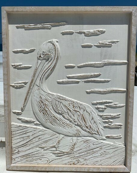 White Washed Pelican Wall Art