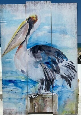 Wood Pelican Wall Art