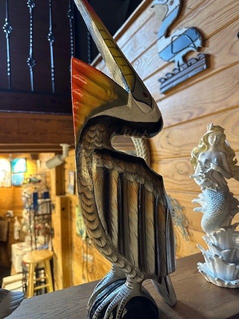 Carved Wooden Pelican Statue