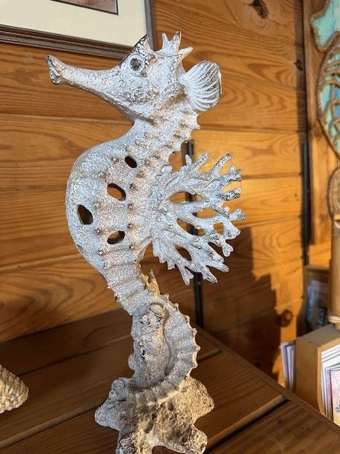 White Coral Seahorse Statue