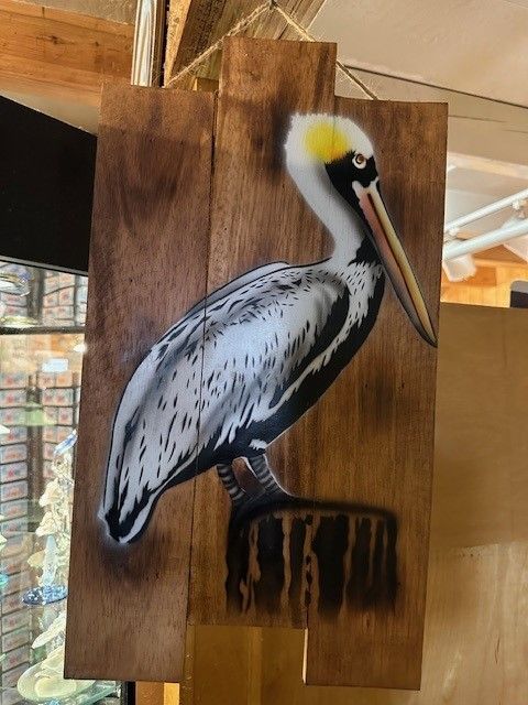 Wooden Pelican Hanging Plaque