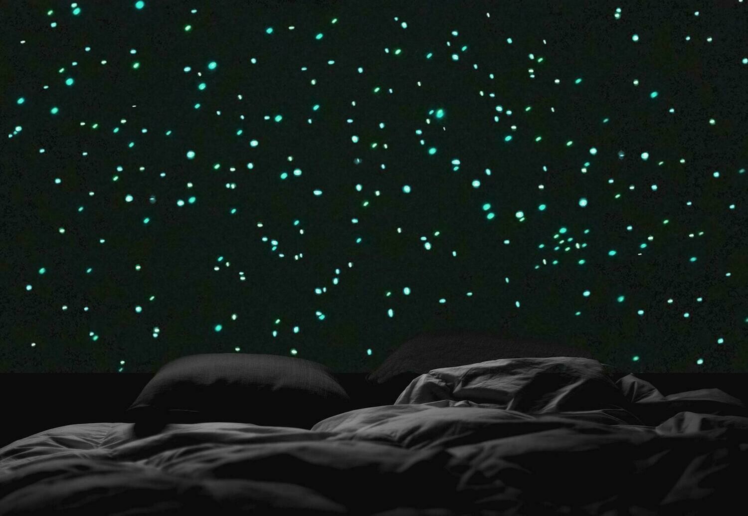 Small but Bright! Glow in the Dark Star Stickers - Small, Round Dome Stars with extra bright pigment
