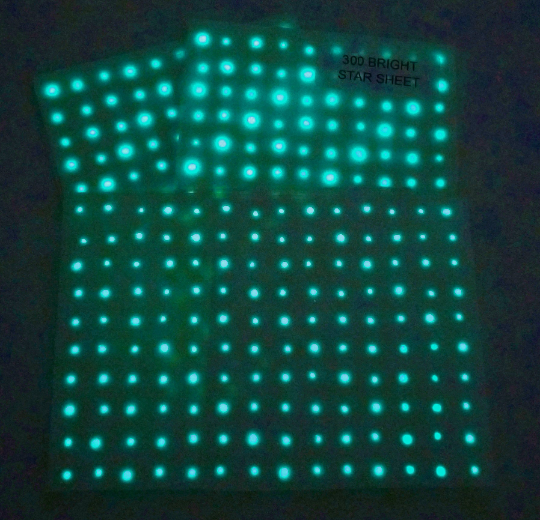 AQUA Bright Glow in the Dark Dome shaped Ceiling Star Stickers for your bedroom space ceiling