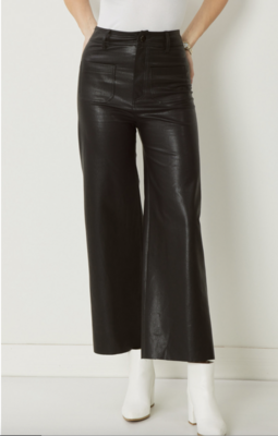 Faux Leather High-Waisted Wide Leg Pants