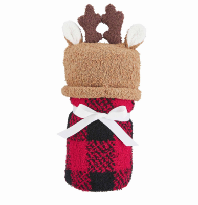 Reindeer Blanket & Hat Set