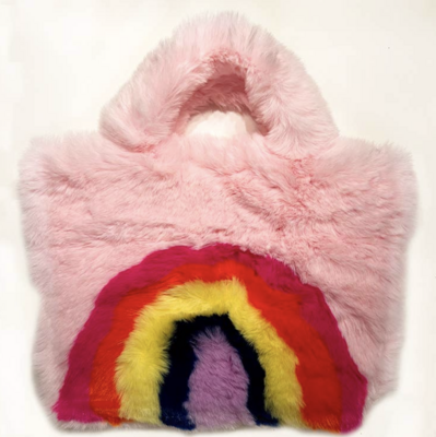 Pink Furry Rainbow Tote 