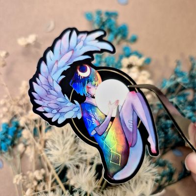 Holographic Glossy Sticker "Moon Guardian"