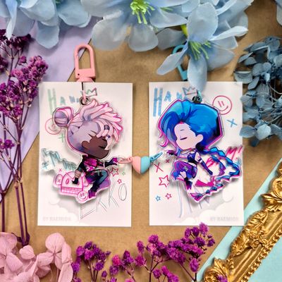 Keychain Heart Magnet Set "Jinx and Ekko"