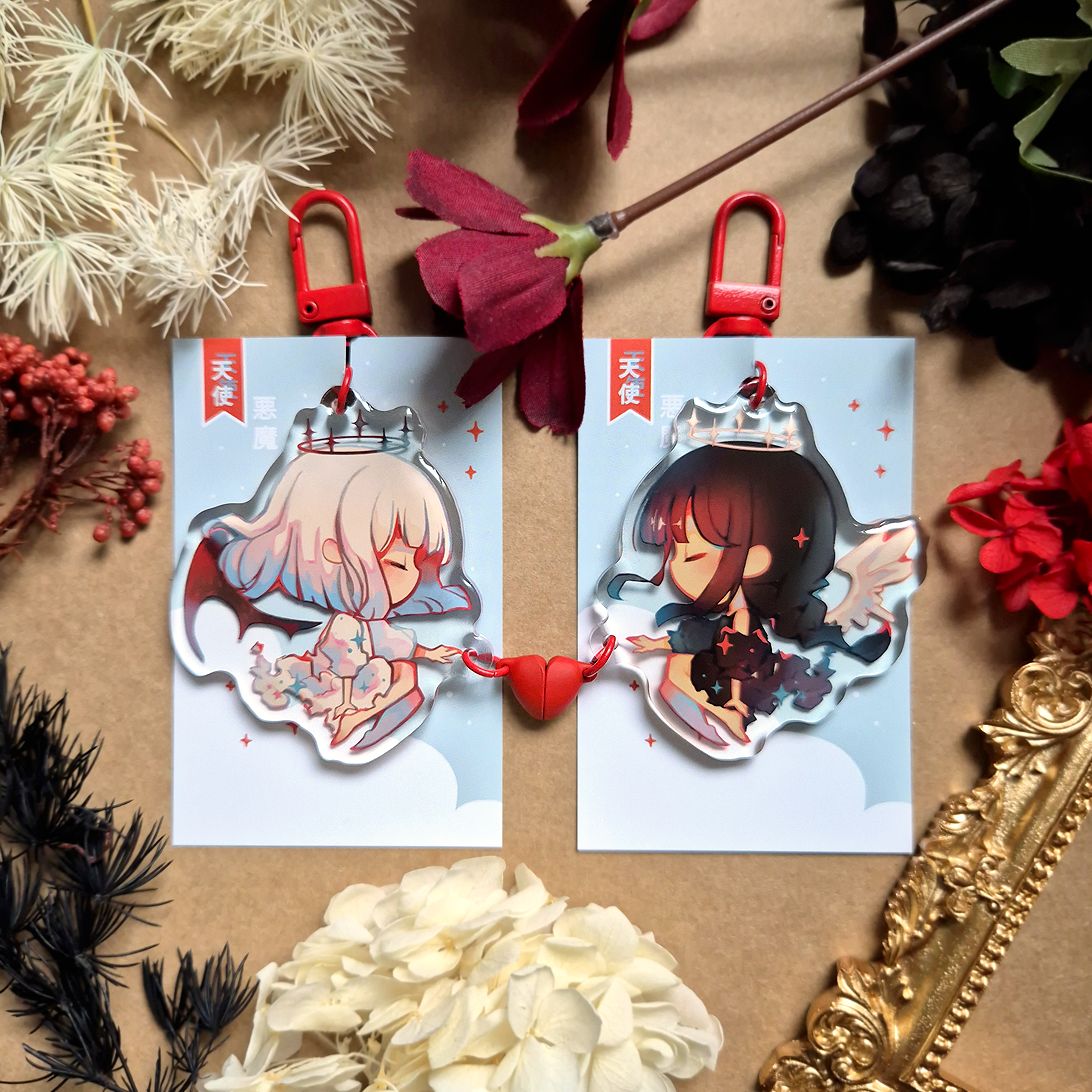 Keychain Heart Magnet Set "Light and Shadow"