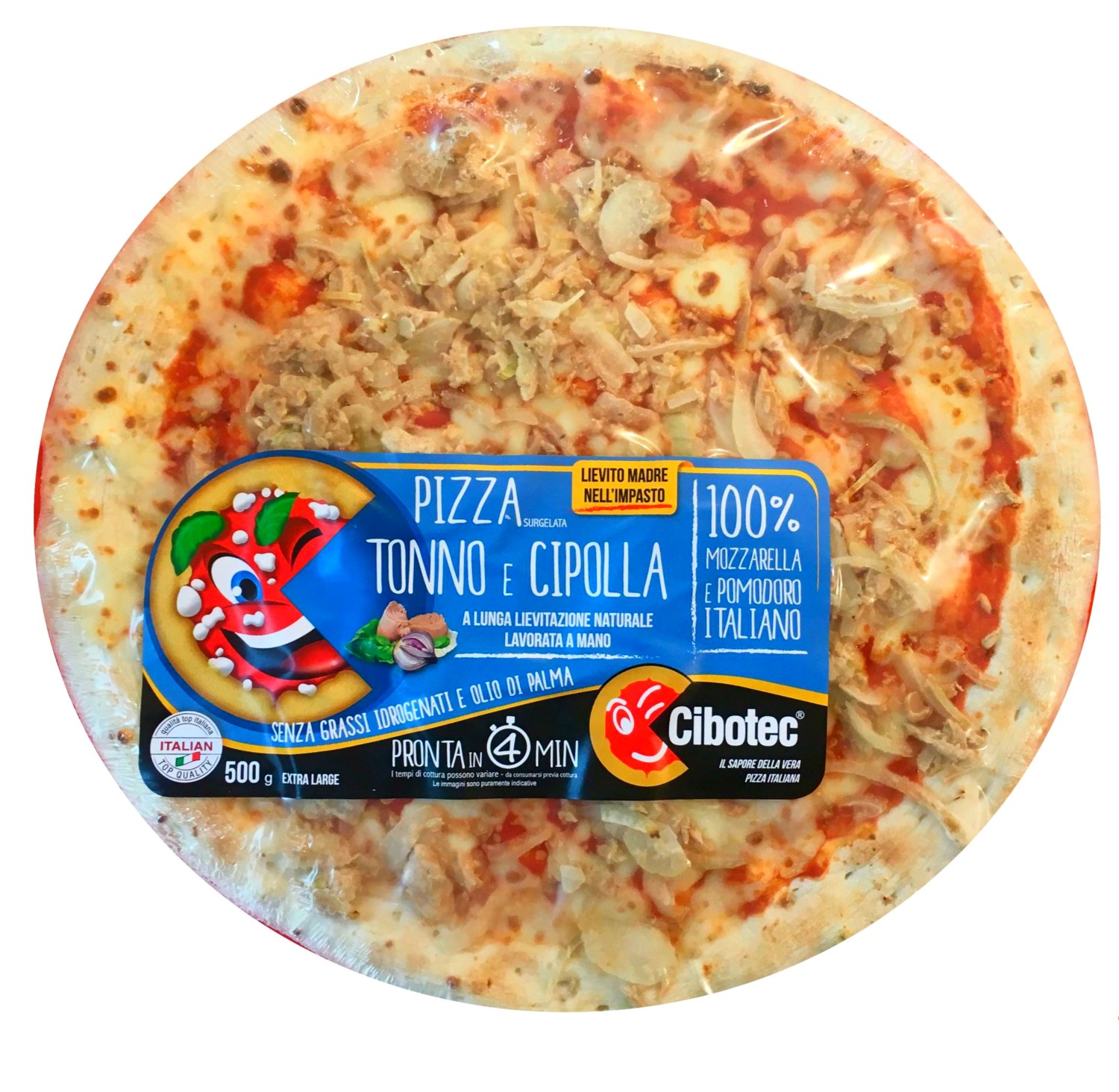 Maxi Pizza Tonno e Cipolla artigianale surgelata diametro 30-32 cm 500 gr.
